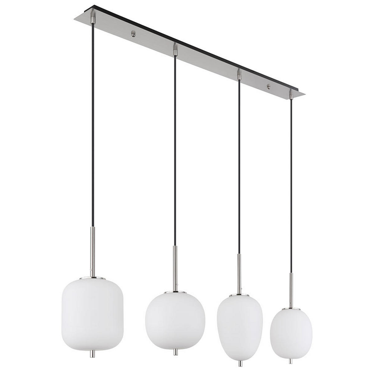 LED HÄNGELEUCHTE Metall Silber Opalglas 4-Flammig - Silberfarben, Glas (110/18.5/120cm) - Globo Lighting
