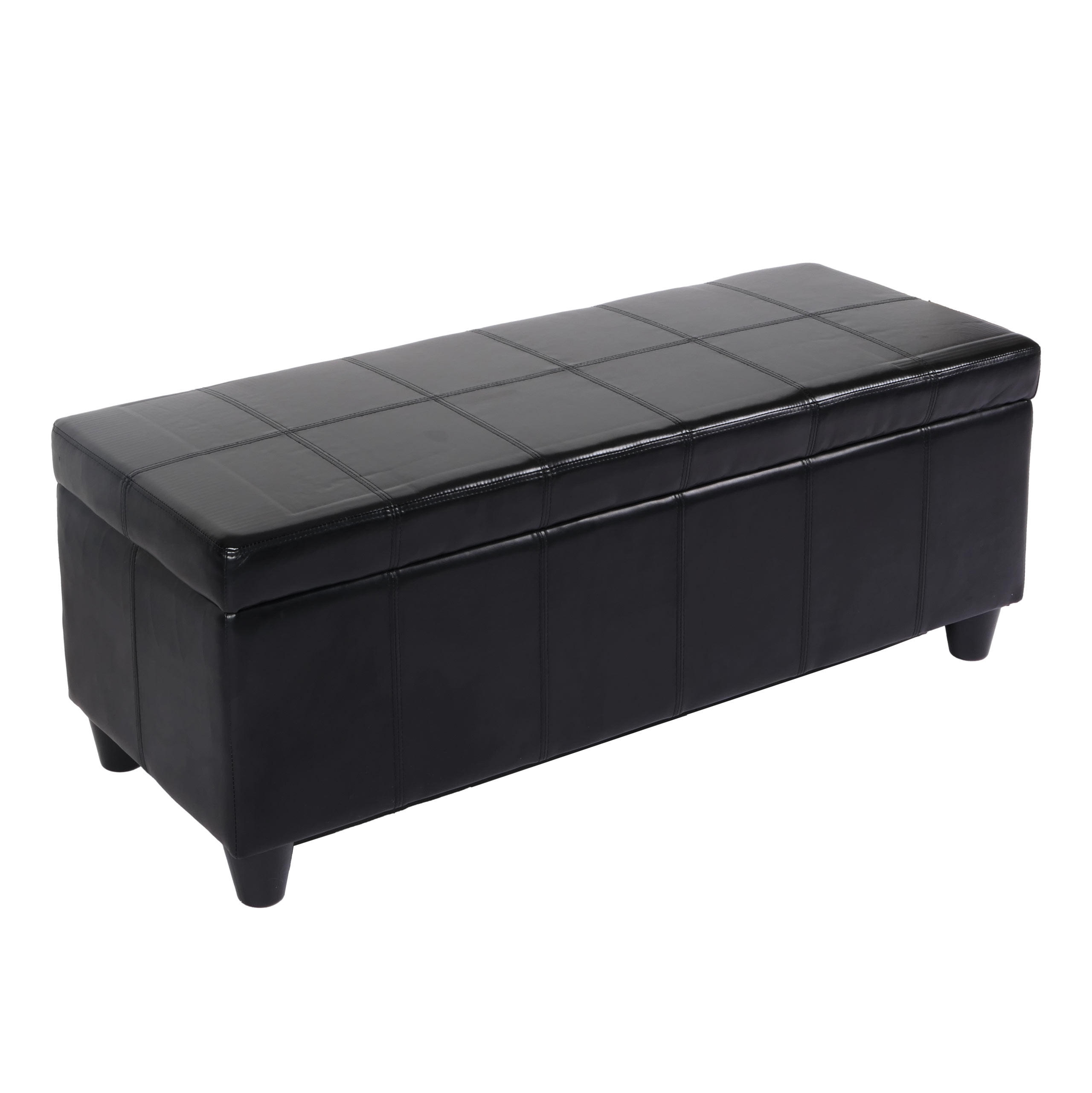 SITZBANK MIT AUFBEWAHRUNG Schwarz - Schwarz, Leder (112/45/45cm) - MCW