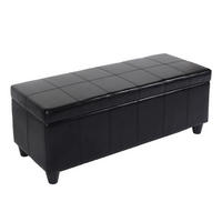 SITZBANK MIT AUFBEWAHRUNG Schwarz - Schwarz, Leder (112/45/45cm) - MCW