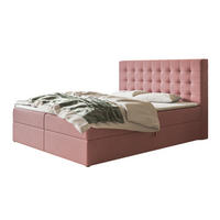 BOXBETT RIO mit 2 Bettkästen, 120x200, Farbe: Rosa, Velourstoff, Doppelbett mit Bonell-Matratze - Rosa, Holz/Kunststoff (120/200cm) - Alpi-Möbel