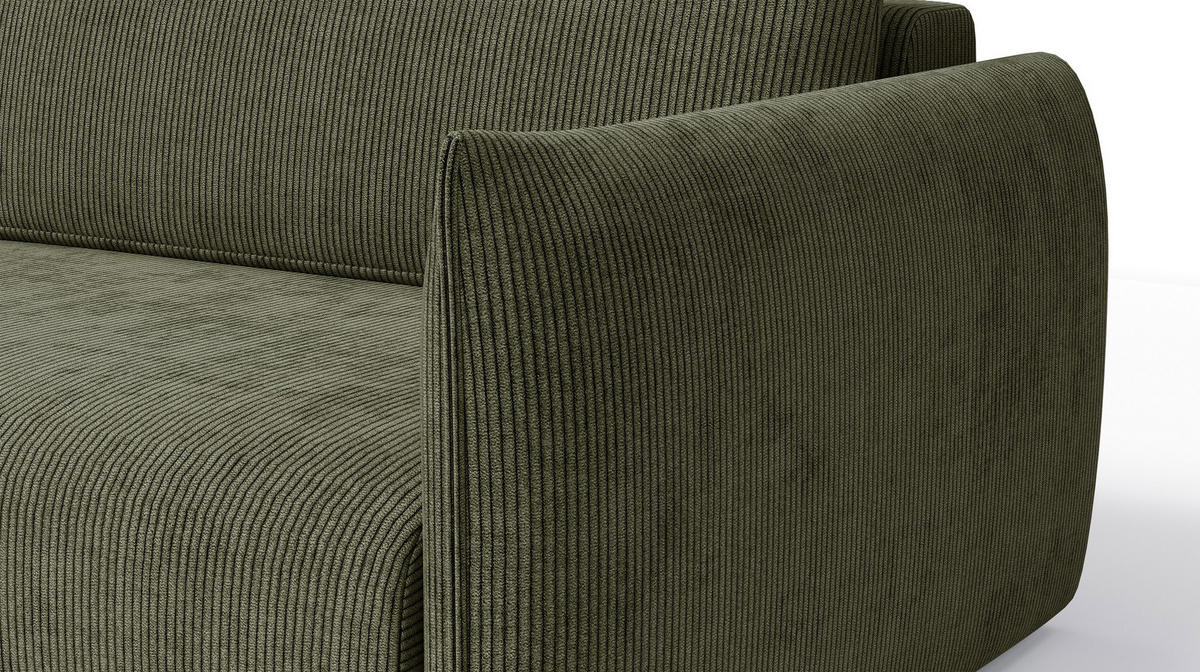 ECKSOFA TAUER 3-Sitzer rechts, olive - Dunkelgrün/Schwarz, Holz/Textil (248/173cm) - Courtois Laville