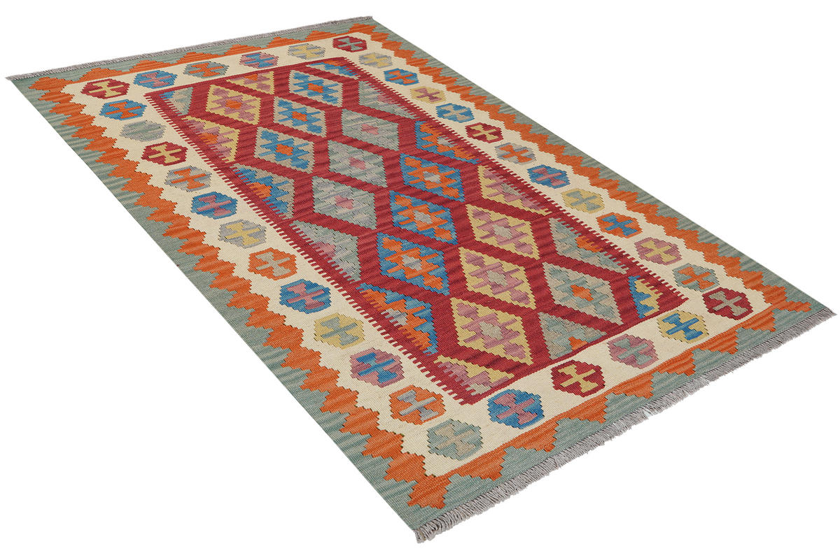 HANDWEBTEPPICH Kelim Gashgai Rot 188/123 cm Schurwolle - Rot, Textil (123/188cm) - Looma
