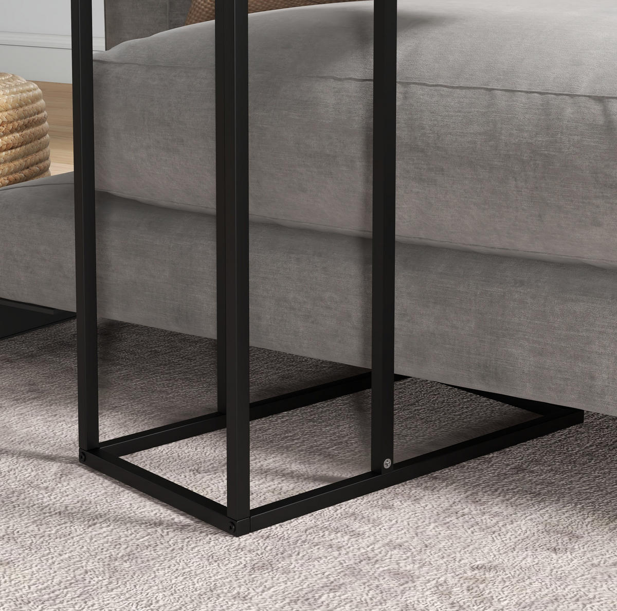 BEISTELLTISCH aus Stahl 46x26x60 cm Schwarz in C-Form, mit platzsparendem Design und stabiler Konstruktion - Schwarz, Metall (26/46/60cm) - Modfu