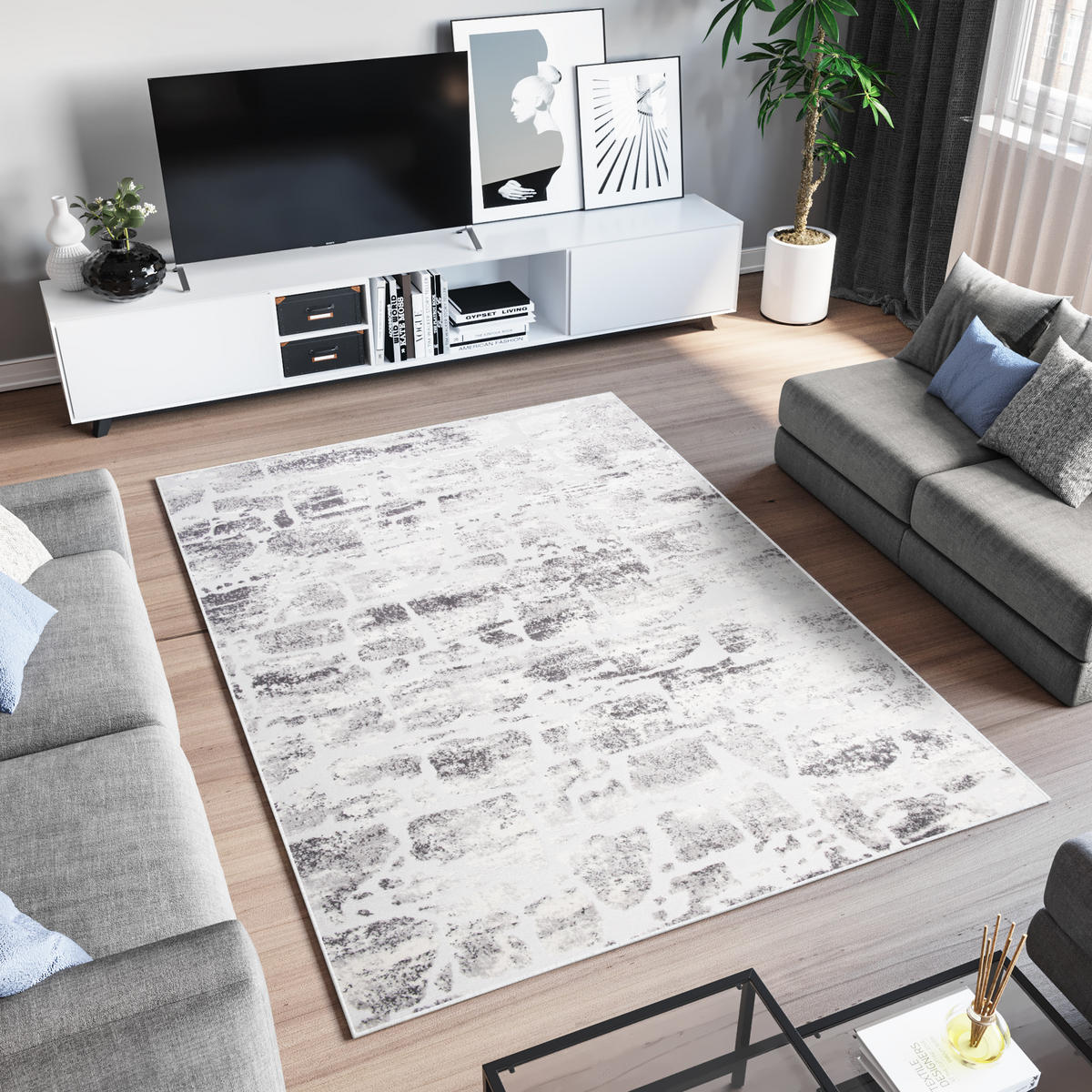 TEPPICH SKY Hellgrau 200/300 cm - Hellgrau, Kunststoff (200/300cm) - Tapiso