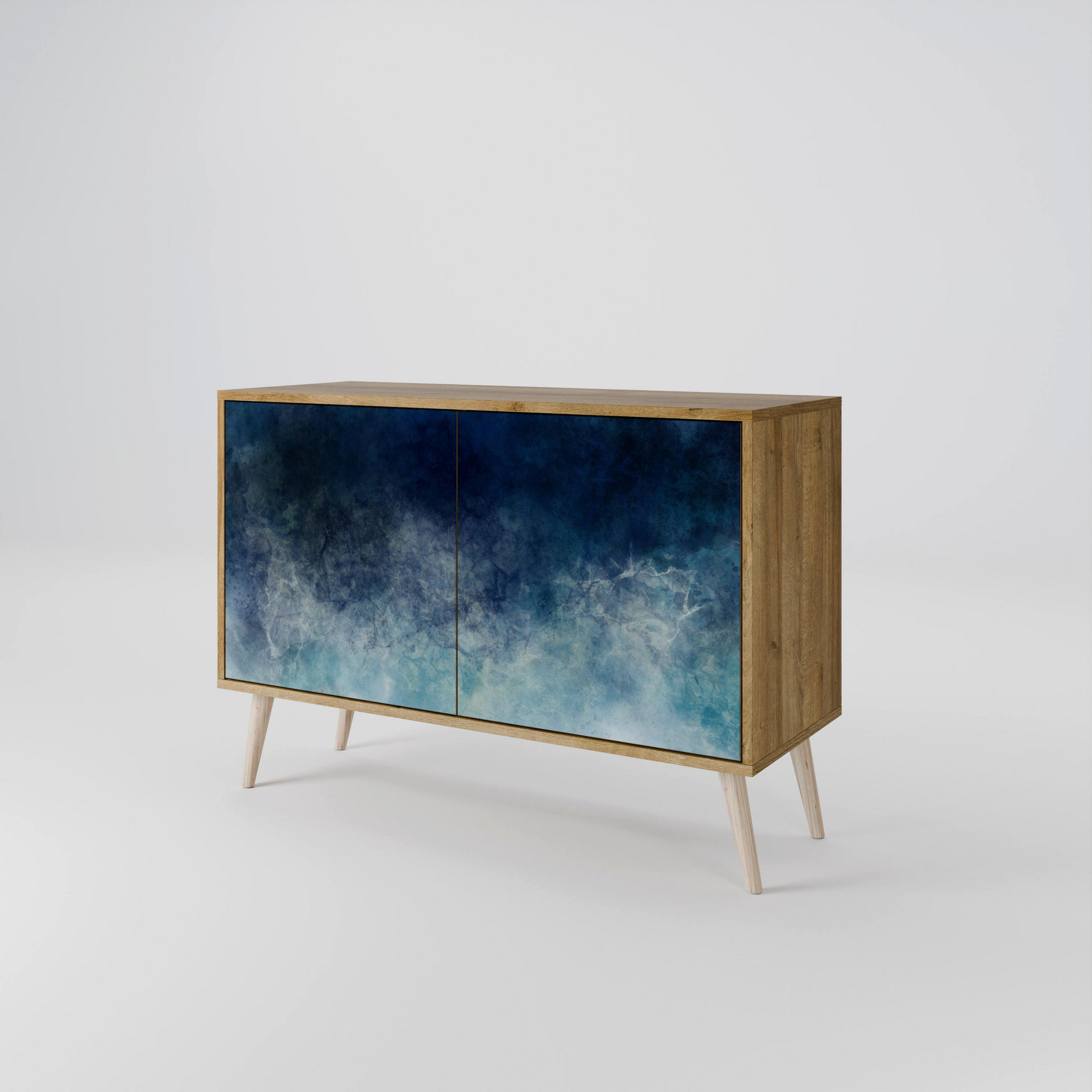 SIDEBOARD CELESTIAL FALL, Eicheneffekt, 111x42x77,5 cm, 2 Türen - Eichefarben/Buchefarben, Holzwerkstoff/Buchenholz (111/77.5/42cm) - SpaceRebels