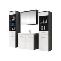 BADMÖBEL-SET Madrit II - Dunkelgrau/Silberfarben, Holzwerkstoff/Kunststoff (132/132/30cm) - MIRJAN24