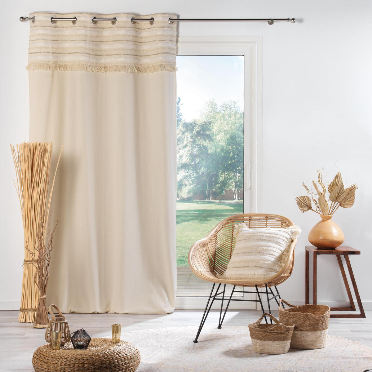 DEKOKISSEN mit Fransen Atlas Natural 40/40/15 cm - Beige, Naturmaterialen (40/40cm) - Douceur d´intérieur