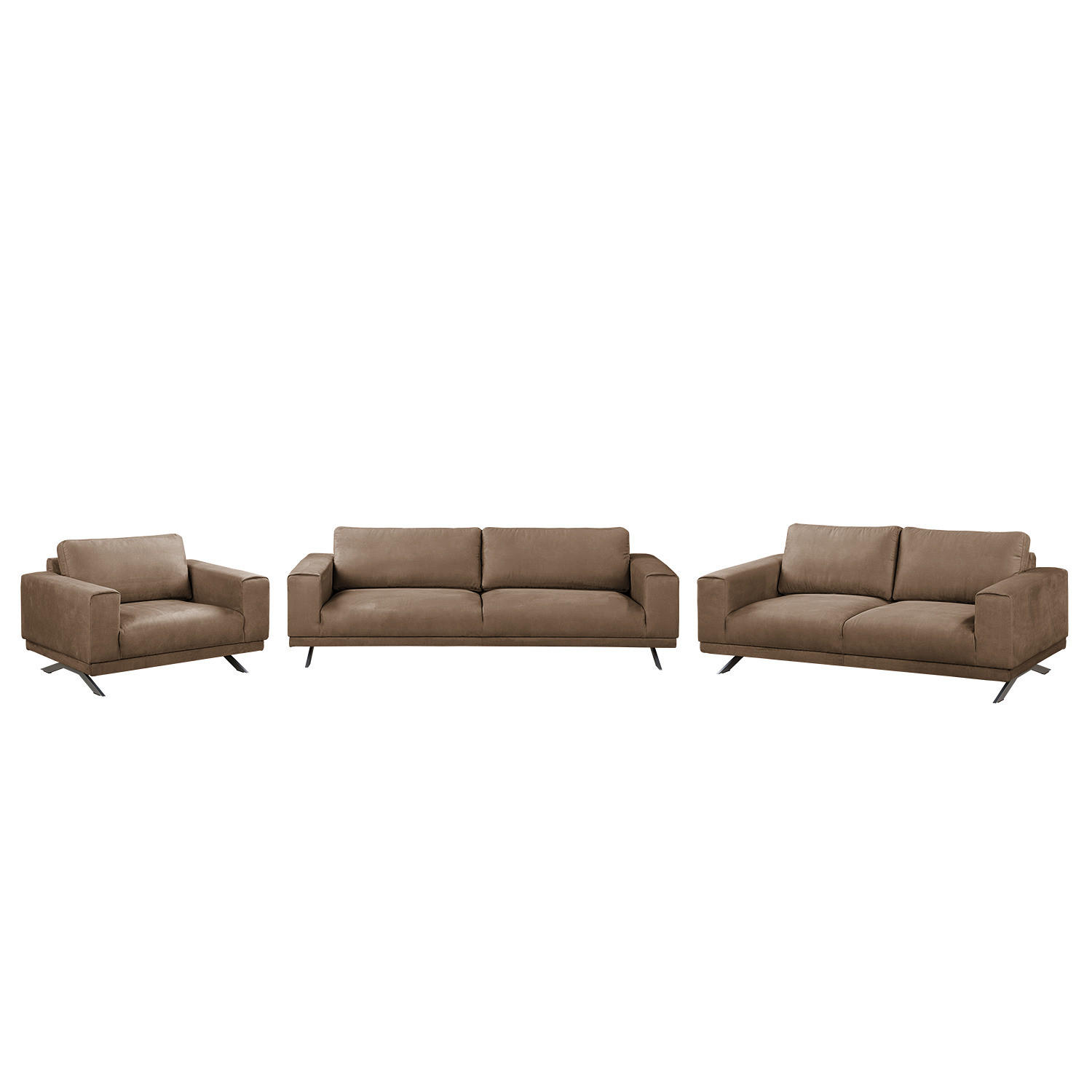 POLSTERGARNITUR (3-2-1) - Antiklederlook - Grau, Textil (1/1/1cm) - home24