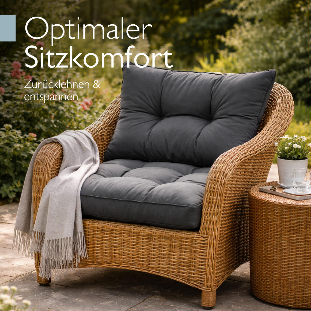 LOUNGEKISSEN Xluna Sitz 70x70x10cm mit Rücken 70x40x12cm Graphitgrau (2tlg) - Graphitfarben, Textil (70/70cm) - Beautissu 