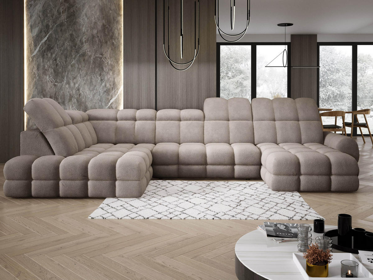 ECKSOFA TOLLO Anthology-stoff U-form 400x217x105 cm sand - Ecru, Holz/Textil (400/217cm) - DomoHome