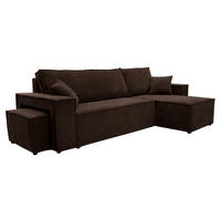 ECKSOFA Mit Schlaffunktion Und Pouf, Cordstoff Poso, Braun, Rechts, Best L Mit Pouf - Braun, Holz (244/145cm) - Kaiser Möbel