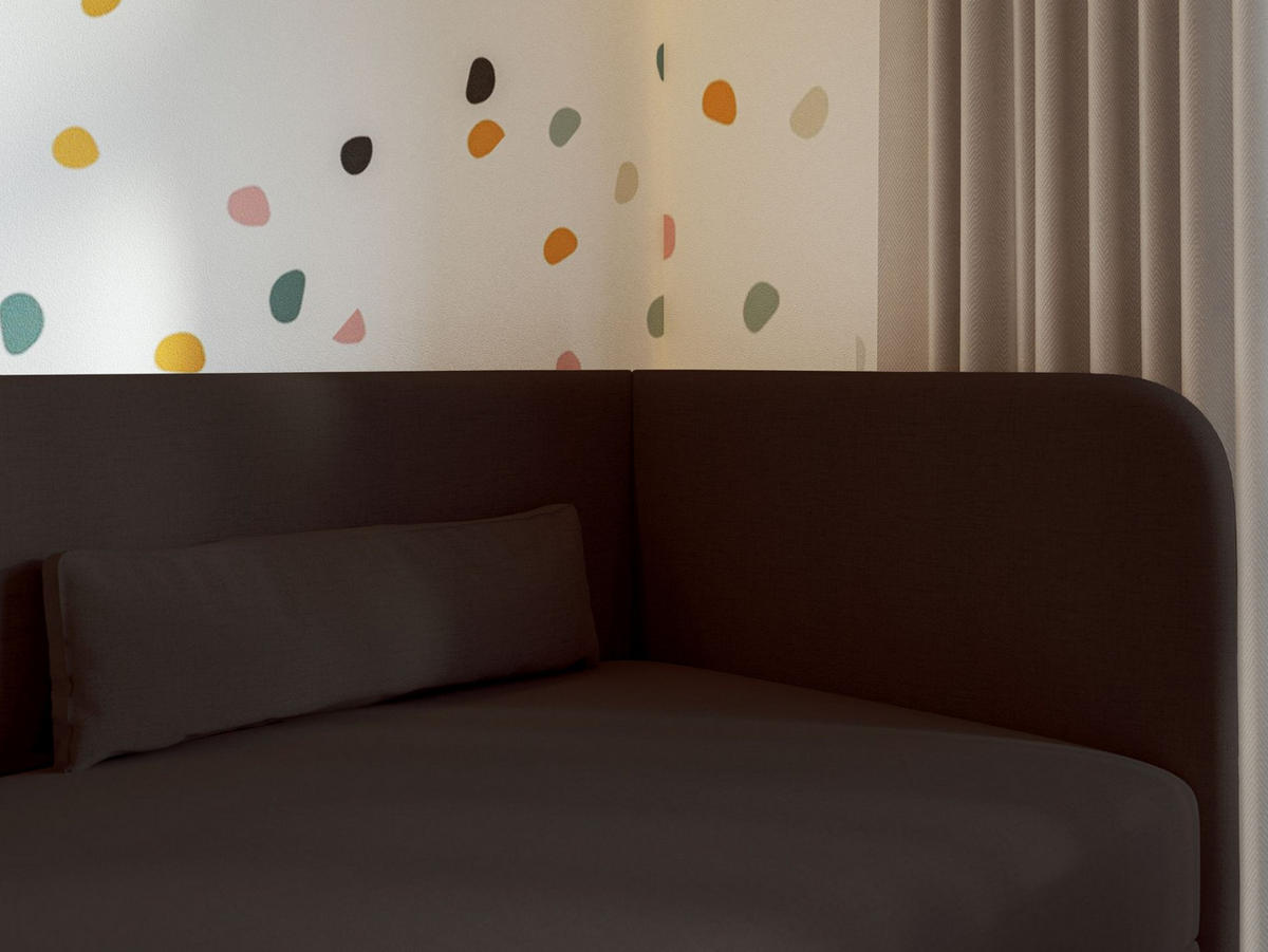 JUGENDBETT Calmmo Dunkelbraun mit Chenille-Bezug, Kopfteil rechts - Dunkelbraun, Textil (90/200cm) - Selsey