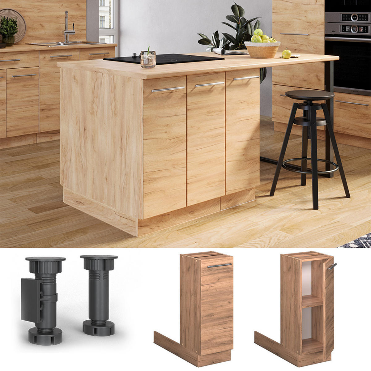 Honigeiche, Holzwerkstoff (30/82/70cm) - Vicco