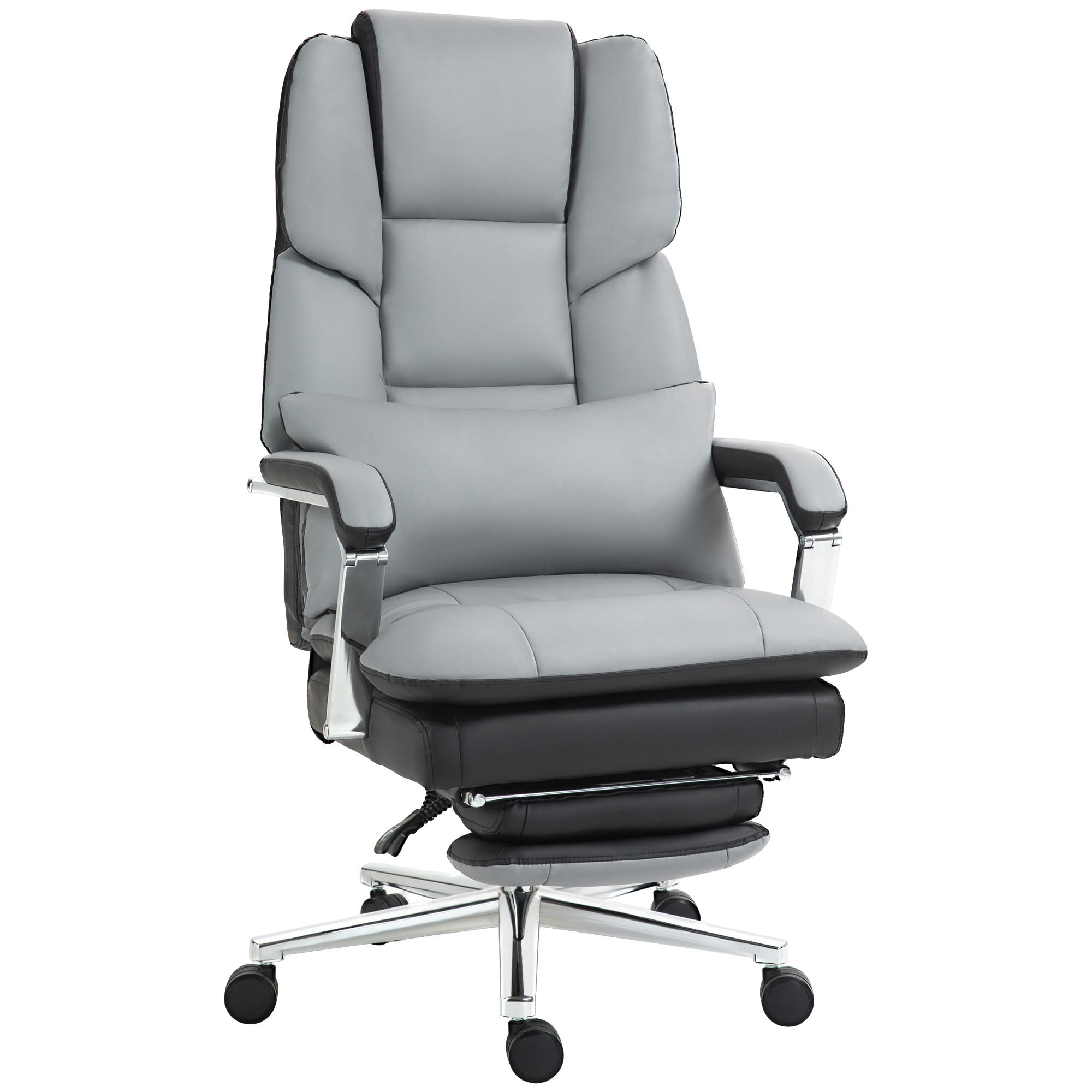 BÜROSTUHL, Ergonomischer, Grau - Grau, Leder (71/129/63cm) - HOMCOM