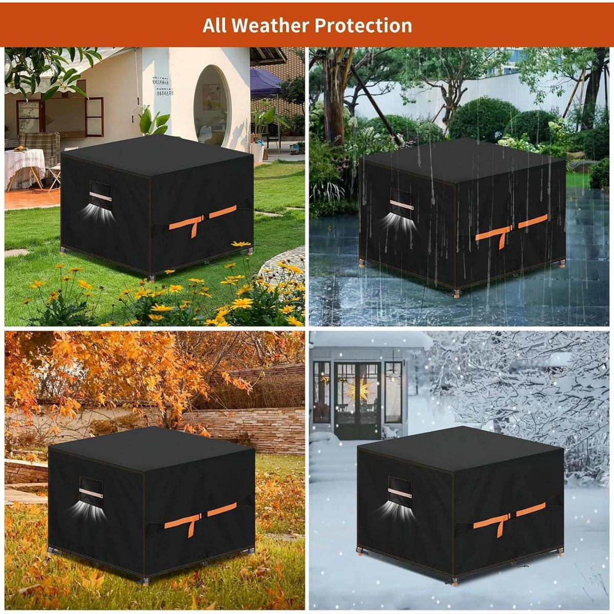 ABDECKHAUBE Gartenmöbel 150 x 150 x 75 cm Schwarz - Schwarz, Textil (150/75/150cm)