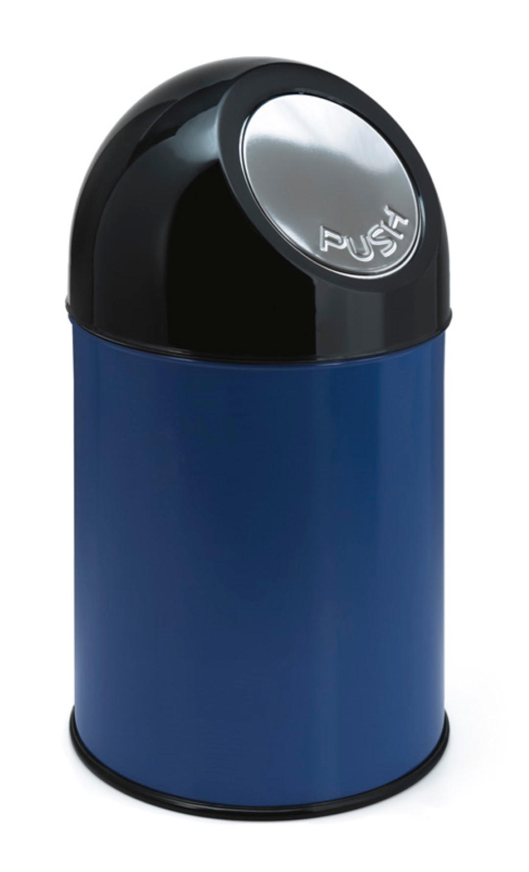 MÜLLEIMER klassisch Mit Pushdeckel 30 Liter 56 x 31 x 31 cm Metall Blau - Blau, Metall (31/56/31cm) - PROREGAL