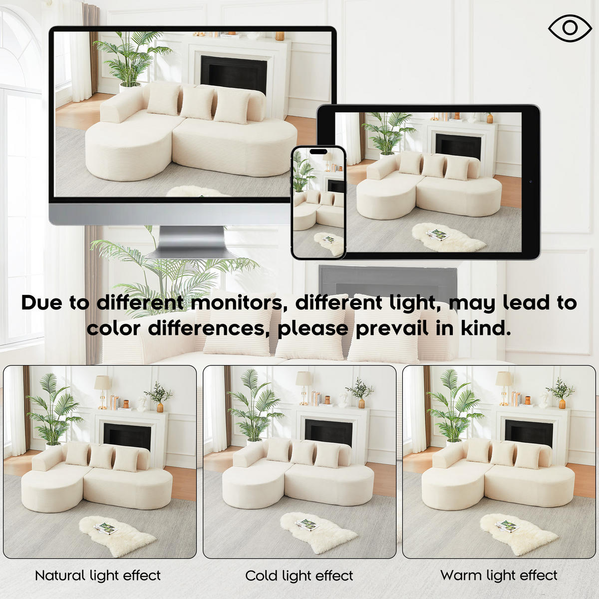 ECKSOFA 220/155/70 cm Beige Cord mit 3 Kissen, Linke Seite - Beige, Textil (220/155cm) - Oxeza