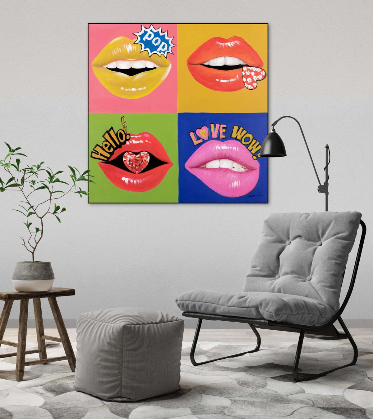 RUČNE MAĽOVANÝ AKRYLOVÝ OBRAZ 80/80 cm, viacfarebný, abstraktný dekoratívny motív - viacfarebná, drevo/textil (80/80cm) - KUNSTLOFT