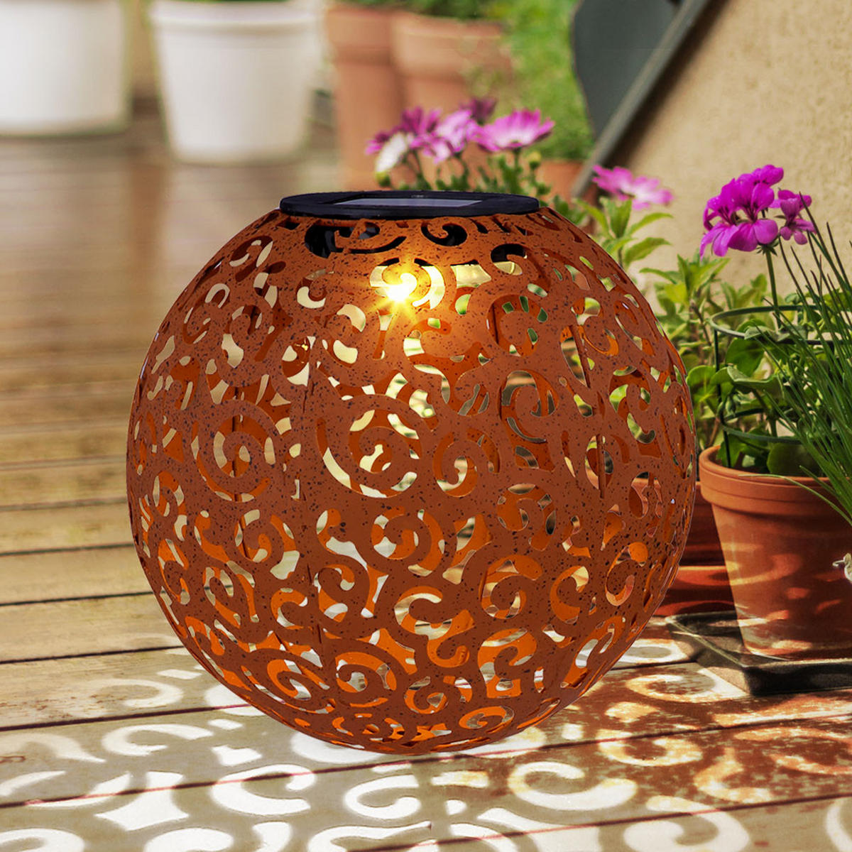 LED AUSSENLEUCHTE Metall Rostoptik Braun - Braun, Metall (28.5/28.5/40cm) - Globo Lighting