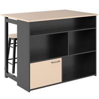 BARTISCH-SET DE-39279 klappbarer Tisch mit 2 Hockern Schwarz - Schwarz, Holzwerkstoff (116/89.5/70cm) - ComfortXL
