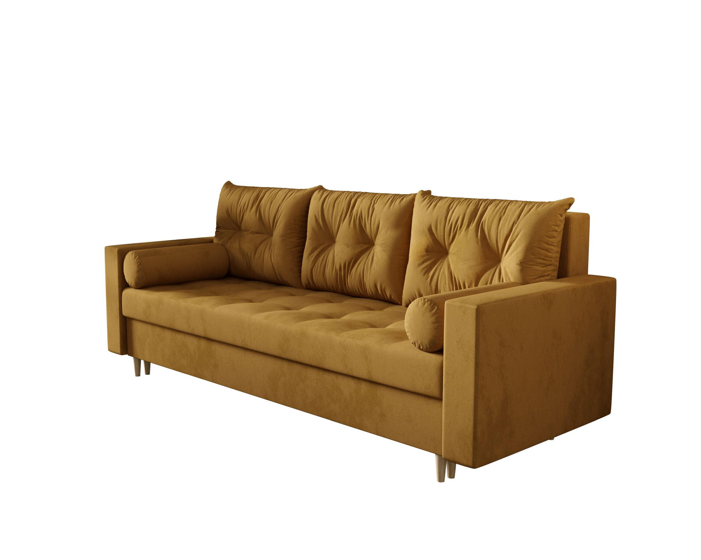 SOFA SKANDI mit Schlaffunktion ITAKA 33 mit Stauraum - Goldfarben, Textil (90/88/232cm) - Bedante