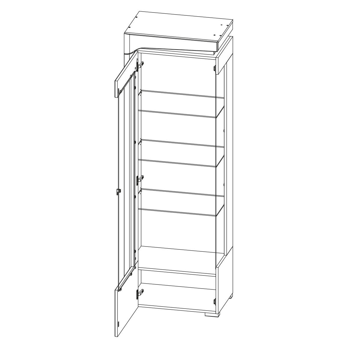 VITRÍNA Teo Bílá a dřevo - bílá, kompozitní dřevo (64/197/43cm) - Petits-meubles