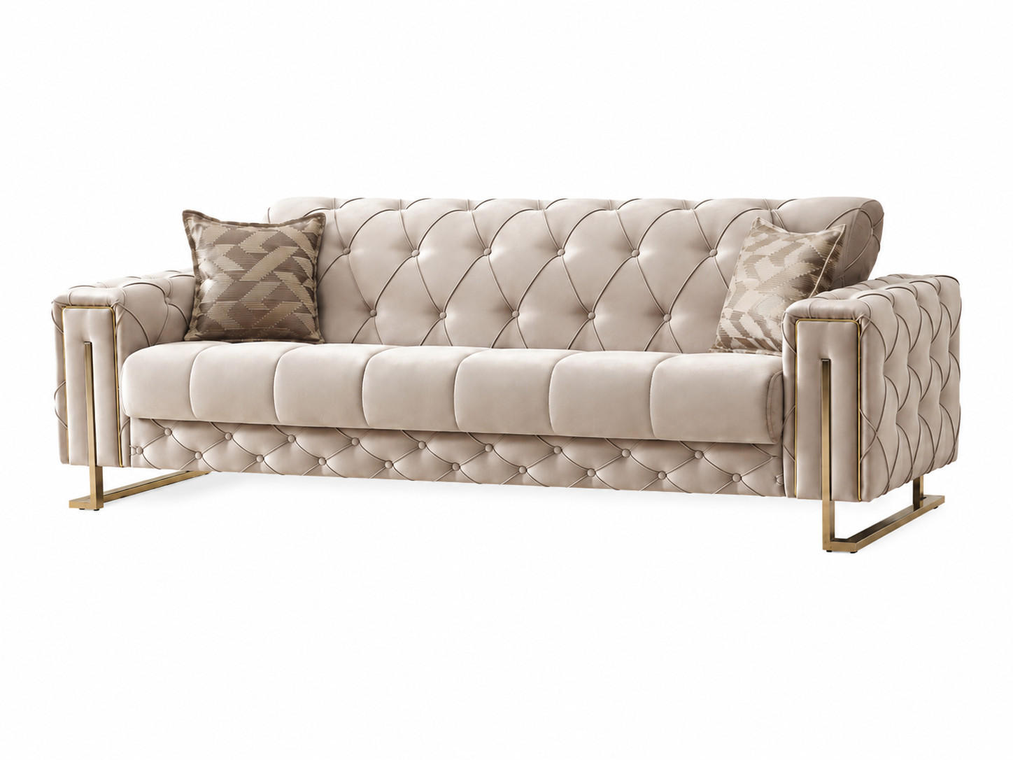 3-SITZER SOFA Shimla Beige - Beige, Holzwerkstoff/Textil (240/80/100cm)