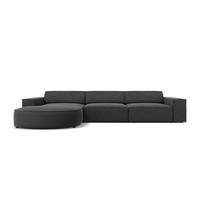 ECKSOFA links Jodie aus Samt grau 4 Sitzplätze - Grau, Textil (166/284cm) - Micadoni