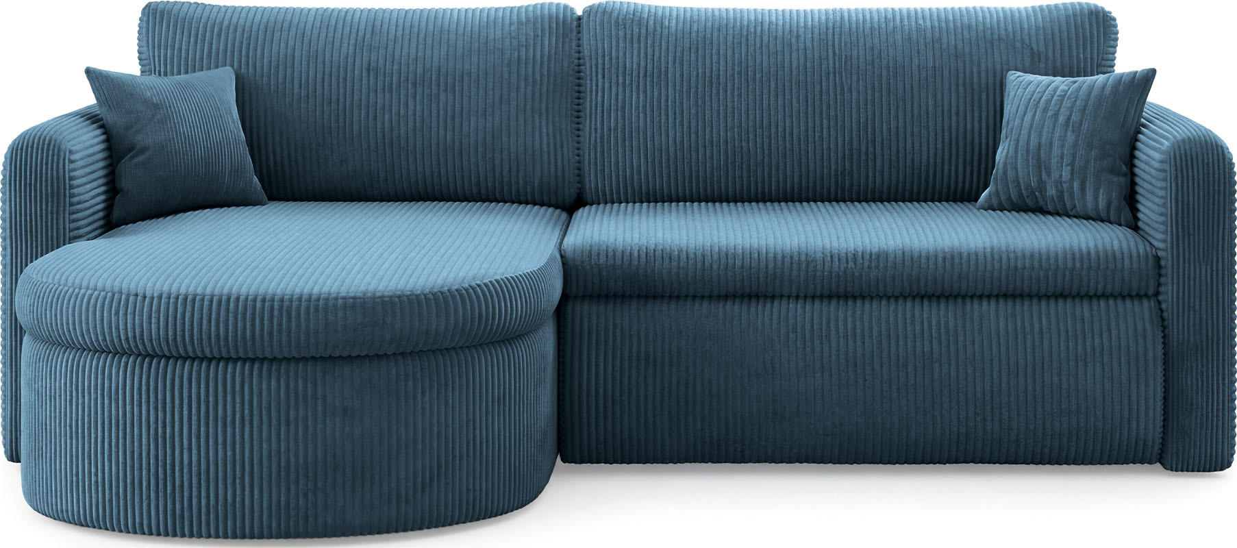 ECKSOFA Cora mit Schlaffunktion & Stauraum, Universell Rechts/Links, Blau Cord Chenille 260/82/160 cm - Blau/Schwarz, Kunststoff/Textil (250/160cm) - WFL GROUP