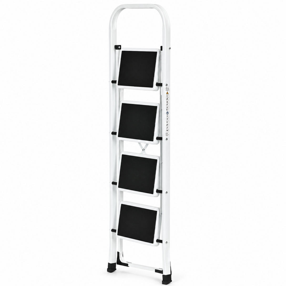 KLAPPTRITTLEITER 4 Stufen Weiß - Schwarz - Schwarz/Weiß, Kunststoff/Metall (47/132/80cm) - Mat-Haus