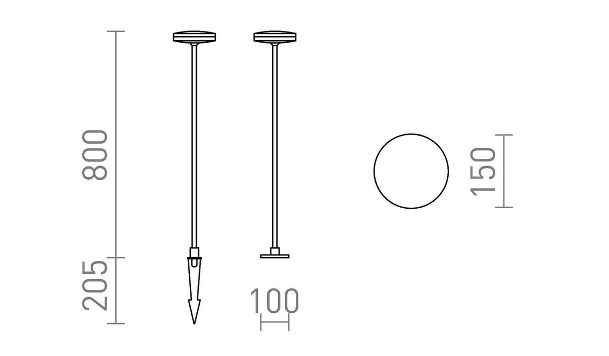 STEHLEUCHTE SEMPLICE 80 Schwarz Mattacryl 12 W IP54 - Schwarz, Kunststoff (101/15/160cm) - Rendl