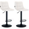 BARHOCKER 2er Set Lederlook weiß - Schwarz/Weiß, Textil/Metall (43/87/46.5cm) - CLP
