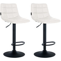 BARHOCKER 2er Set Lederlook weiß - Schwarz/Weiß, Textil/Metall (43/87/46.5cm) - CLP