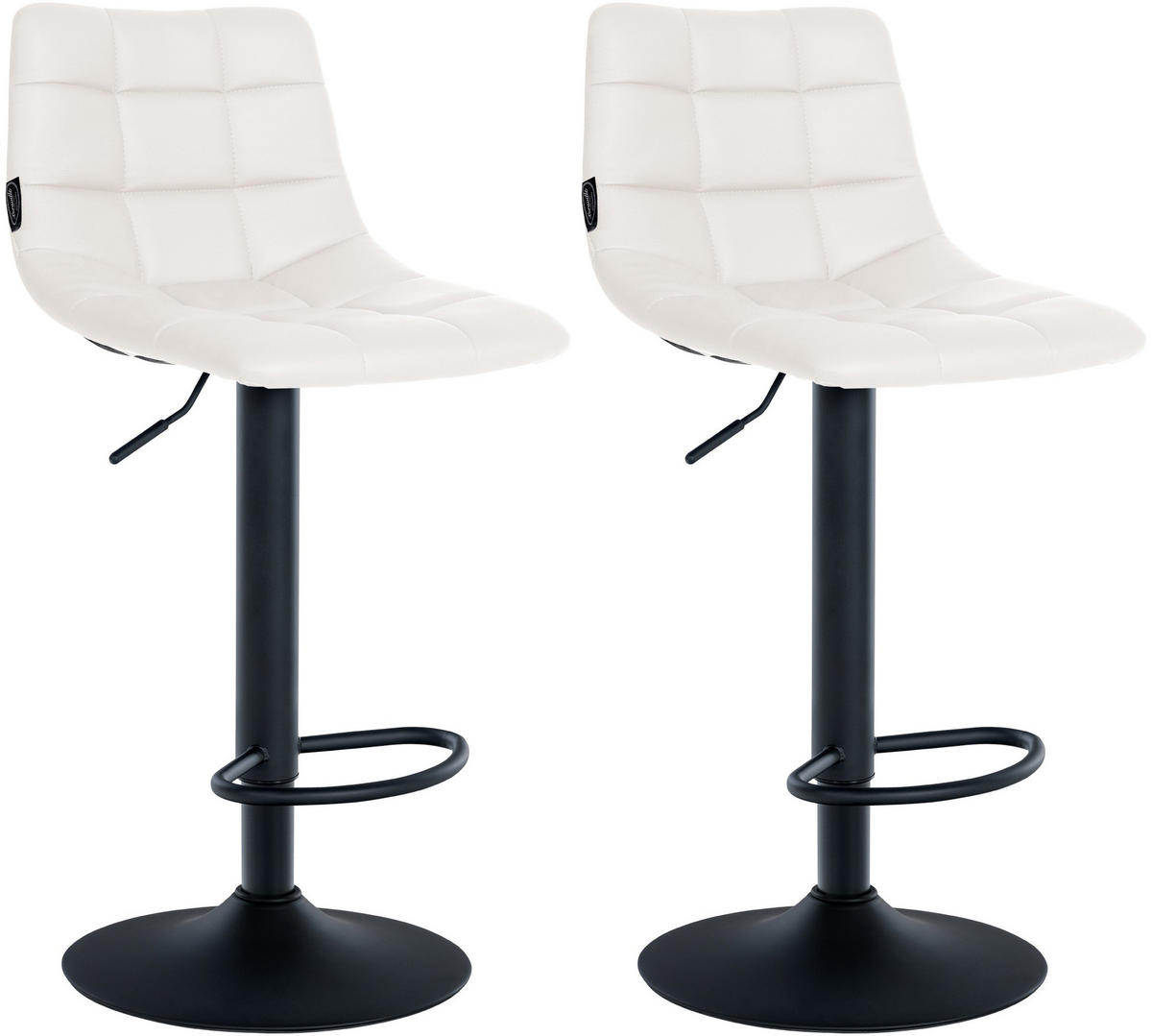 BARHOCKER 2er Set Lederlook weiß - Schwarz/Weiß, Textil/Metall (43/87/46.5cm) - CLP