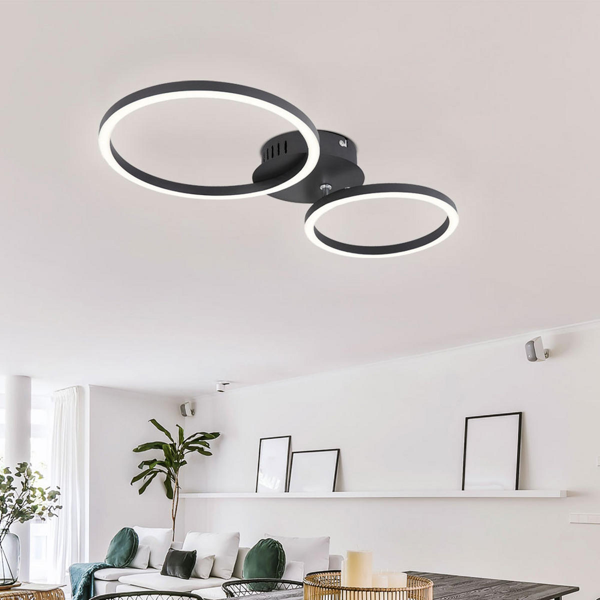 LED DECKENLEUCHTE Ring Design Schwarz - Schwarz, Metall (49/25/7.2cm) - Globo Lighting