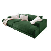 BIG SOFA XL MADELINE Smaragdgrün Cord - Smaragdgrün/Schwarz, Kunststoff/Textil (290/85/190cm) - KAWOLA