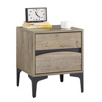 NACHTTISCH mit 2 Schubladen, 40×40×47 cm, Natur - Naturfarben, Holzwerkstoff (40/47/40cm) - SoBuy