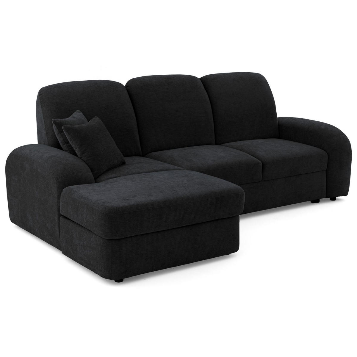 ECKSOFA VIBE S Links mit Schlaffunktion 130x202 Chenille Anthrazit - Anthrazit/Schwarz, Holz/Kunststoff (250/160cm) - Muffo
