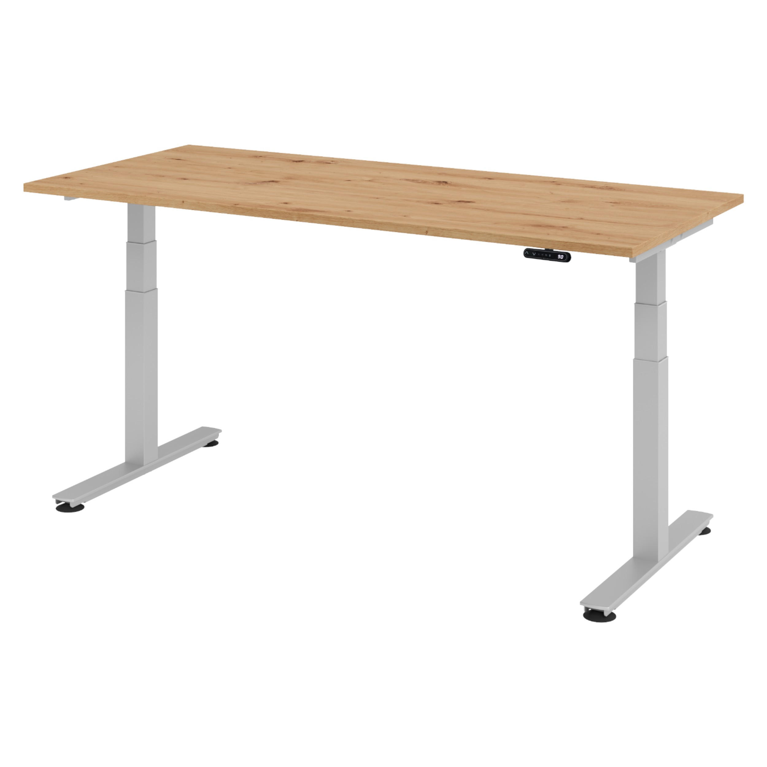 SCHREIBTISCH elektrisch XDSM 80/180/72 cm in Wildeiche/Silberfarben - Wildeiche/Silberfarben, Holzwerkstoff (80/180/72cm) - bümö