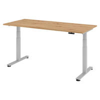 SCHREIBTISCH elektrisch XDSM 80/180/72 cm in Wildeiche/Silberfarben - Wildeiche/Silberfarben, Holzwerkstoff (80/180/72cm) - bümö