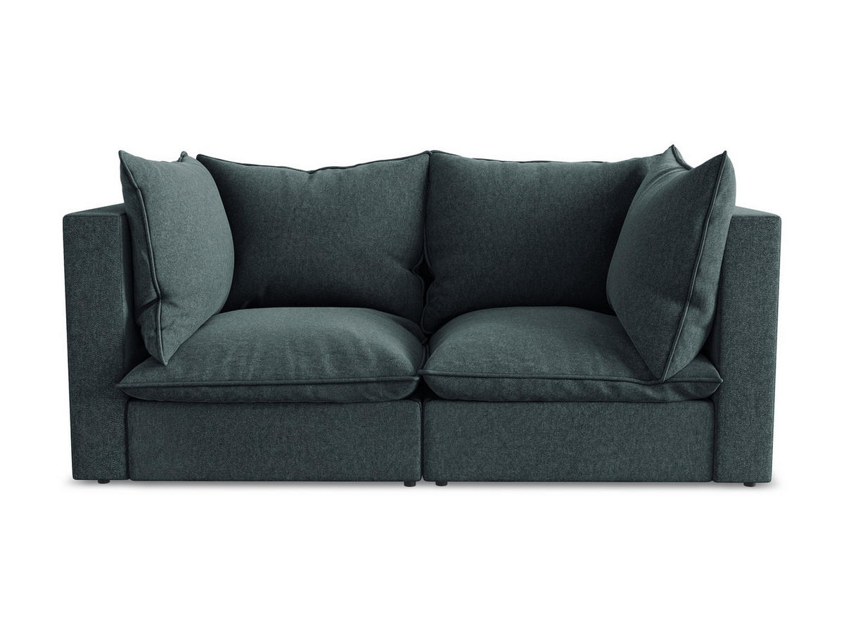2-SITZER SOFA Samt Stoff Blau - Blaugrau/Schwarz, Holzwerkstoff/Kunststoff (180/77/90cm) - Makamii