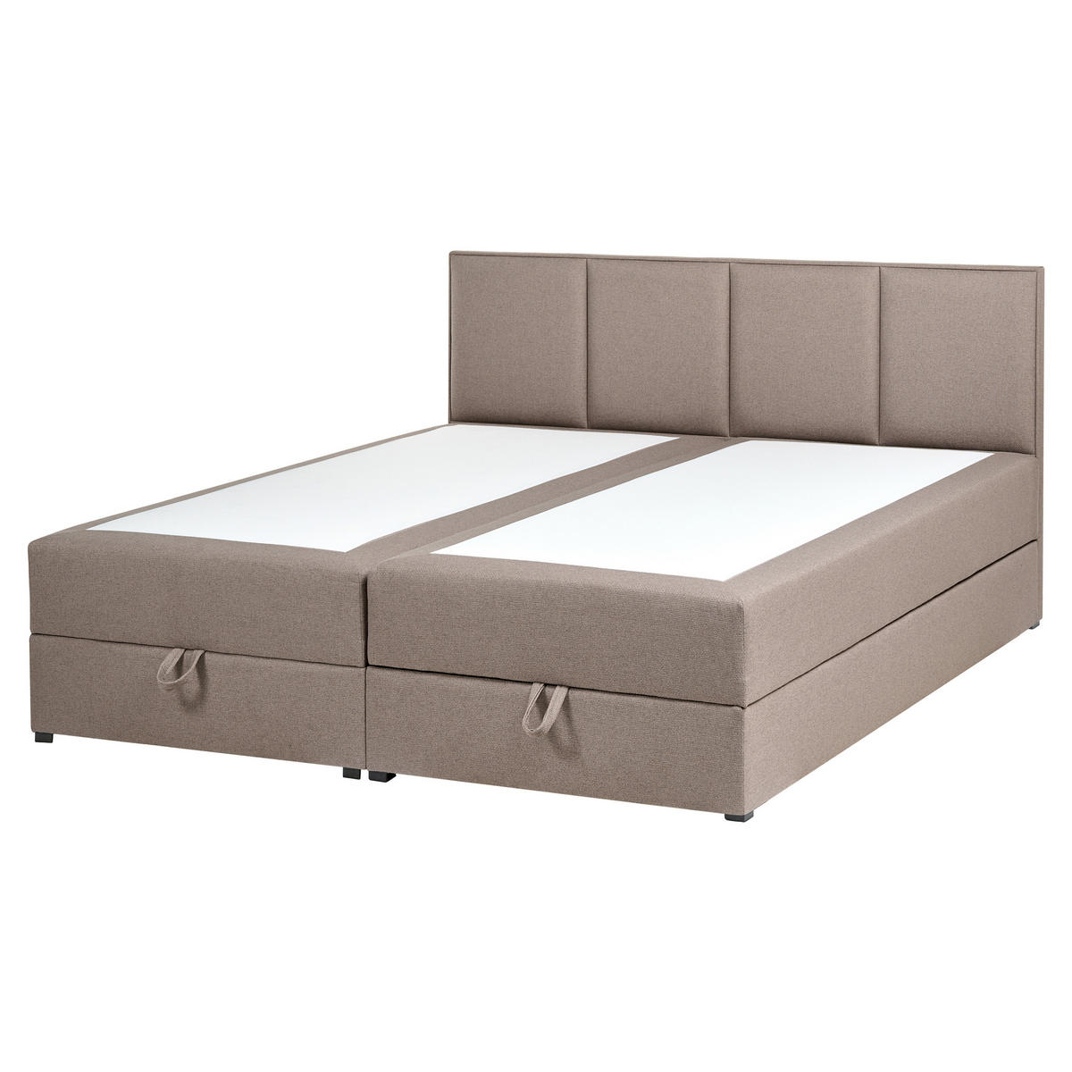 BOXSPRINGBETT mit Stauraum 160/200 cm Stoff Taupe Baronet - Taupe, Textil (160/200cm) - Beliani