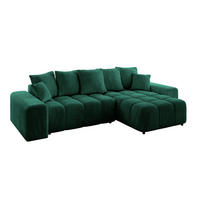 ECKSOFA Ottomane rechts ENIL-L 297x189x68 Dunkelgrün Velours - Dunkelgrün, Holzwerkstoff/Kunststoff (189/297cm) - ALTDECOR