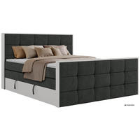 BOXSPRINGBETT ALVIT KING DUO 200/200 - Dunkelgrau Stukture - Topper Visco - H3 - Dunkelgrau/Schwarz, Kunststoff/Textil (200/200cm) - MKS
