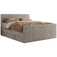 BOXSPRINGBETT PARIS KING DUO - 140/200 - Beige Struktur - H3 - Beige, Holz/Textil (140/200cm) - MKS