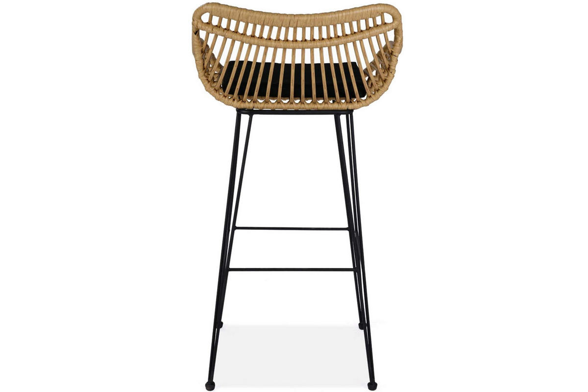 BARHOCKER BERIDIS Boho, schwarz/beige - Beige/Schwarz, Kunststoff (104/41/47cm) - KONSIMO®
