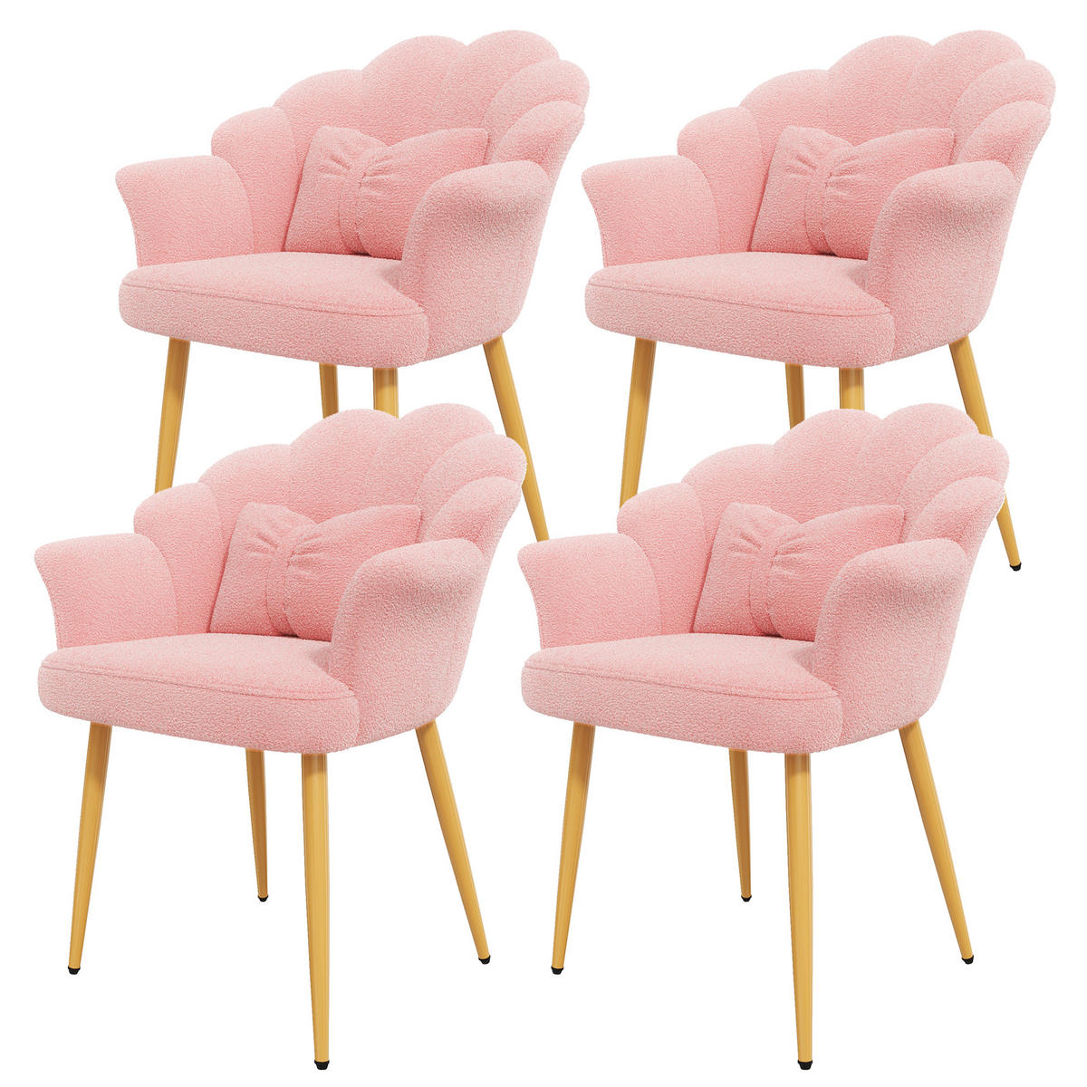 ARMLEHNSTUHL-SET 4 Stück, Blütenblatt-Design, DE-42136, Rosa - Pink, Holzwerkstoff (65.5/85/64cm) - ComfortXL