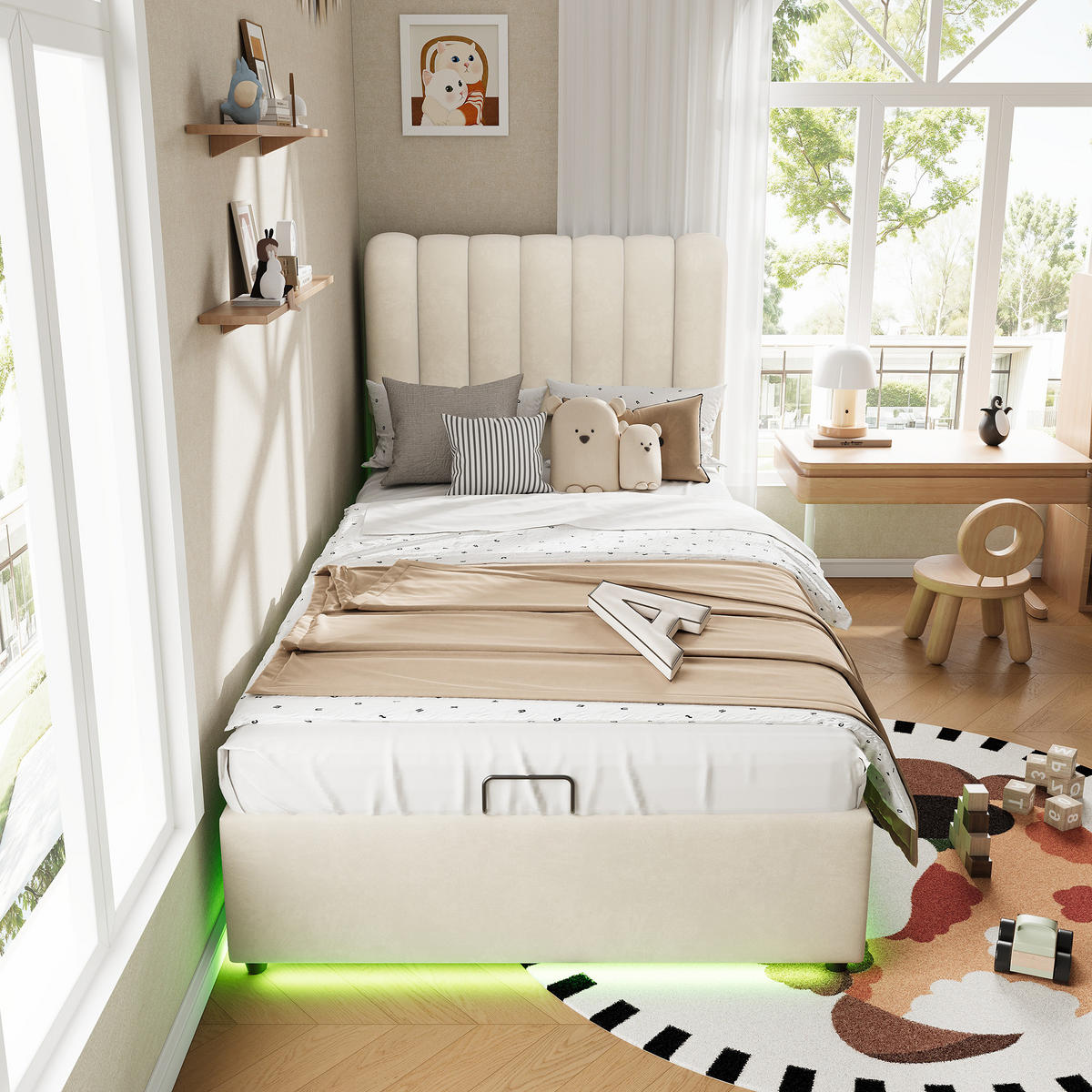 KINDERBETT 90/200 cm Beige - Beige, Textil