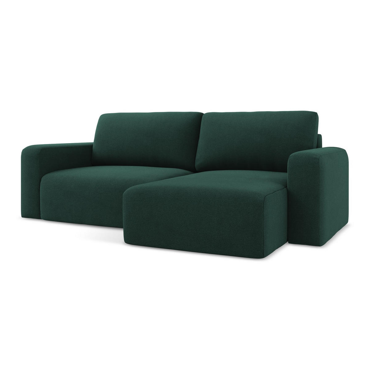 ECKSOFA mit Schlaffunktion rechts Strukturstoff Stoff Grün - Dunkelgrün/Schwarz, Kunststoff/Textil (244/149cm) - LaMiaSofa