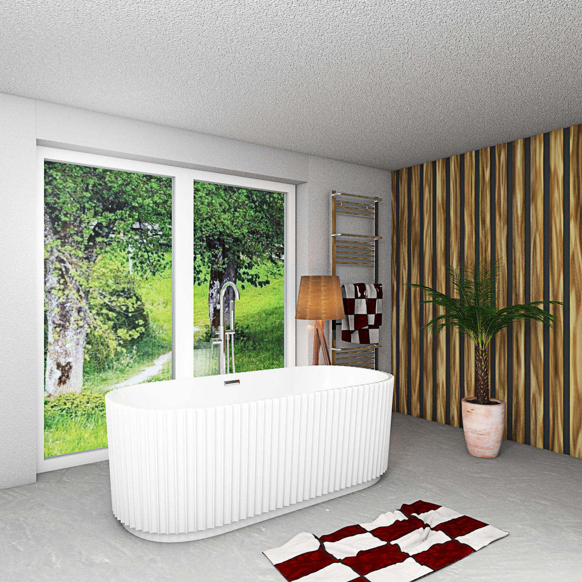 BADEWANNE freistehend F08 Armatur AF02 - Weiß, Glas/Kunststoff (80/58/170cm) - AcquaVapore by Sandra Jentho